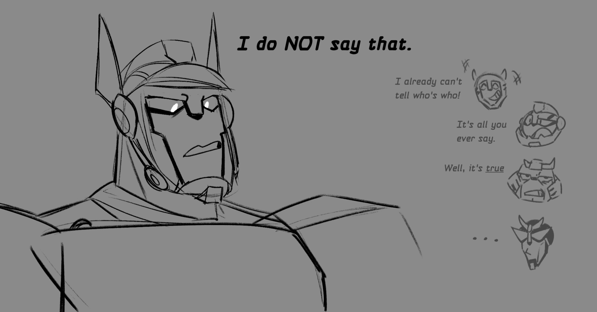 a drawing of prime reacting to sari's costume